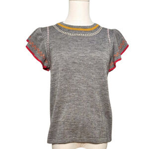 THML Gray Sweater with Yellow and Red Accents